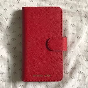 Michael Kors Red Folio Wallet Phone Case